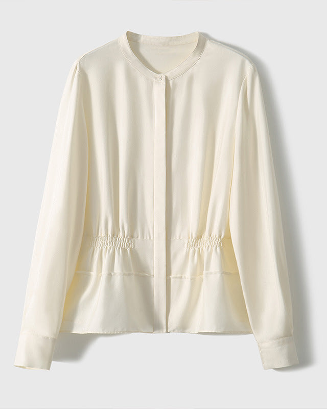 Silk Stand-Collar Fitted Shirt