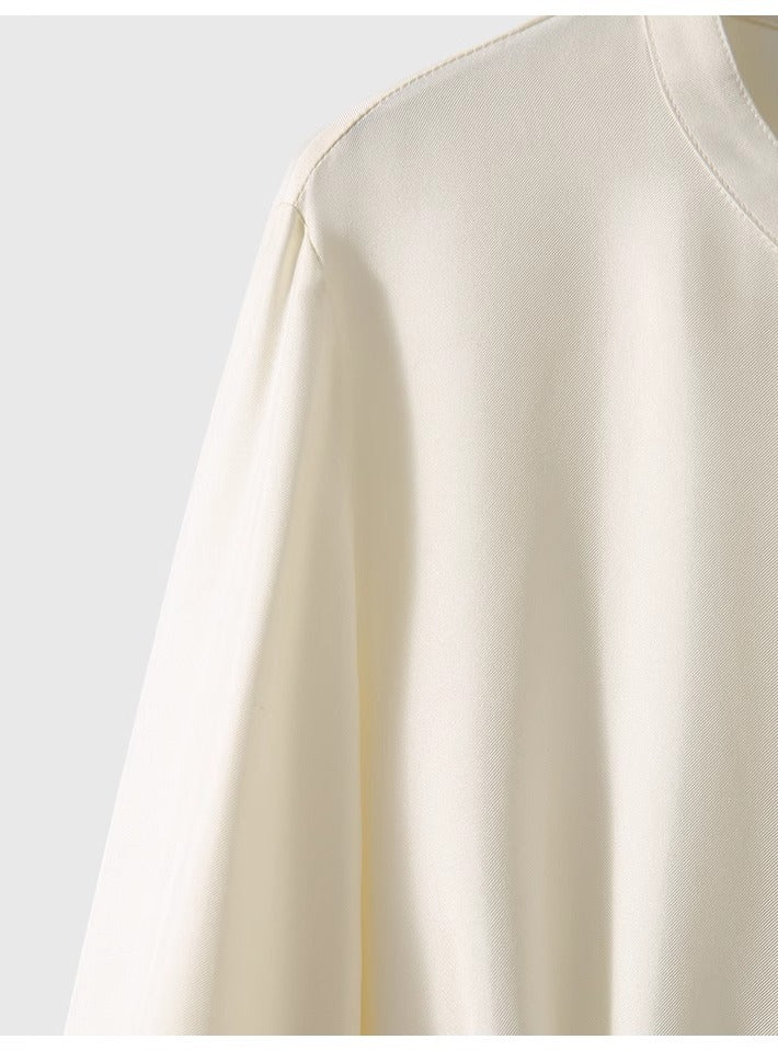 Silk Stand-Collar Fitted Shirt